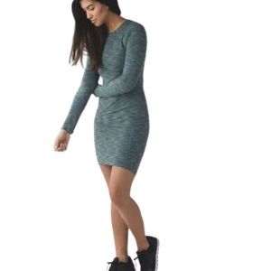 LULULEMON & Go Where To Long Sleeve Dress in Heathered Green